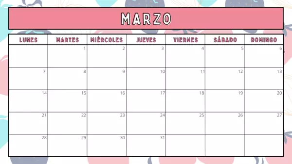 Calendario Marzo | profe.social