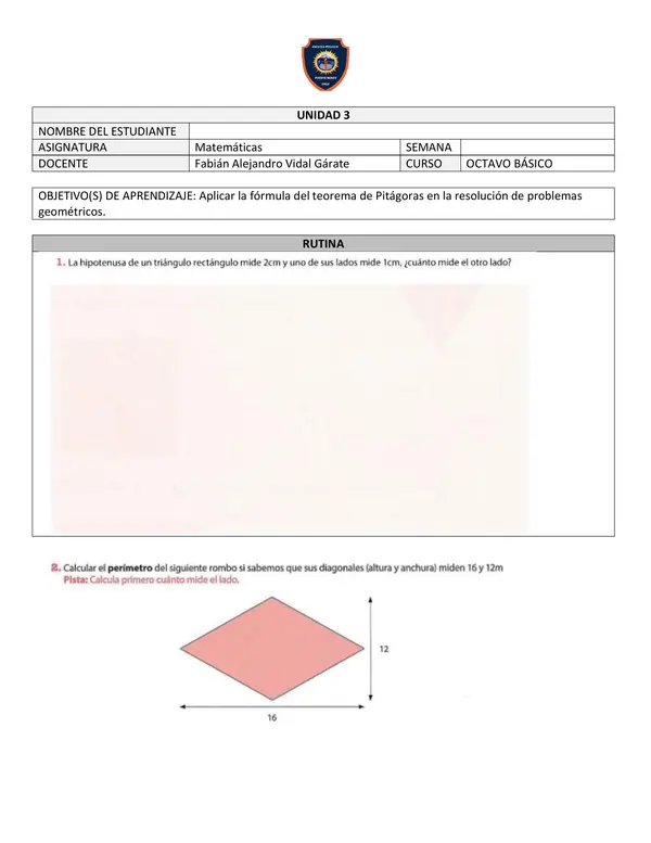 Aplicar la fórmula del teorema de Pitágoras en la resolución de problemas geométricos.