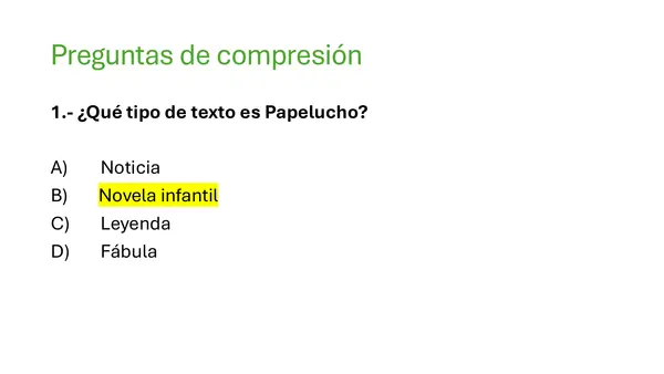 Papelucho - Ejercicios de comprensión lectora