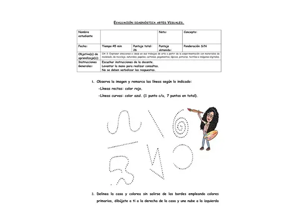 Evaluación Diagnóstica de Artes Visuales - 2° Básico.