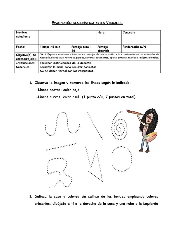 Evaluación Diagnóstica de Artes Visuales - 2° Básico.