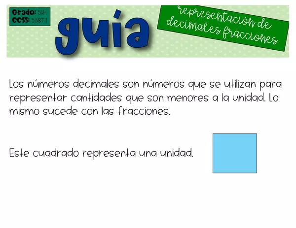 Explicación y Problemas Representación de Decimales y Fracciones