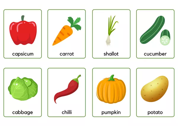 Flashcards: Vegetables.