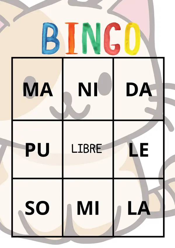 bingo silabas m, l, p, s, d, n