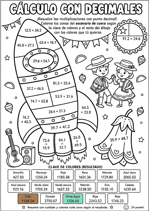 Ficha multiplicación decimales