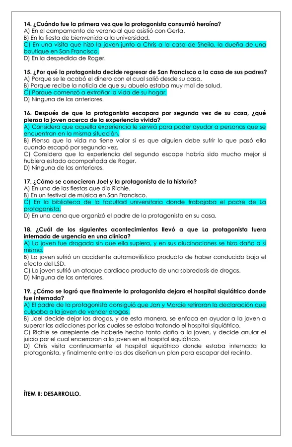 Prueba Lectura - Pregúntale a Alicia