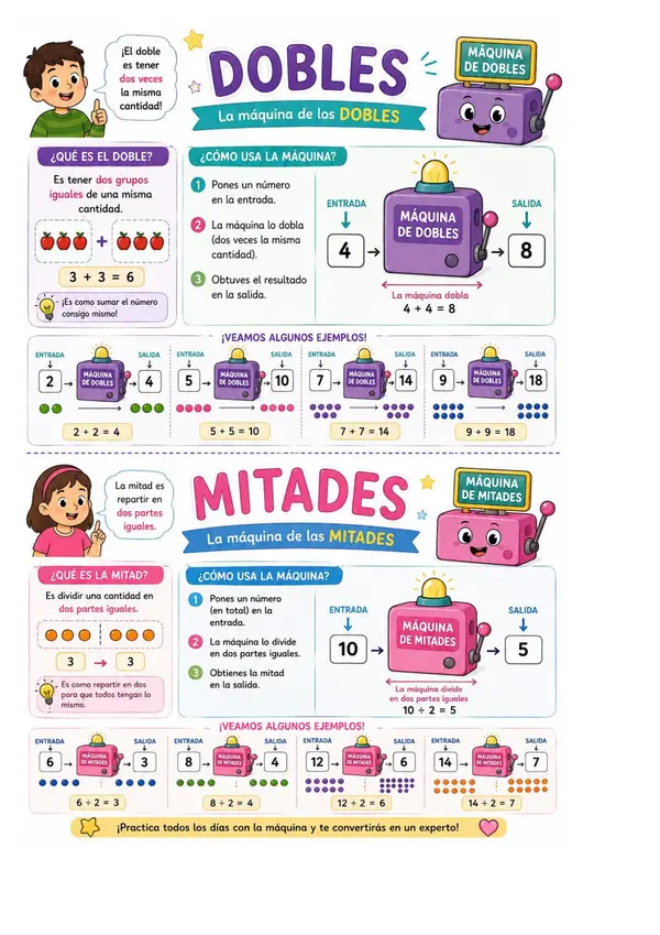 infografía de dobles y mitades 