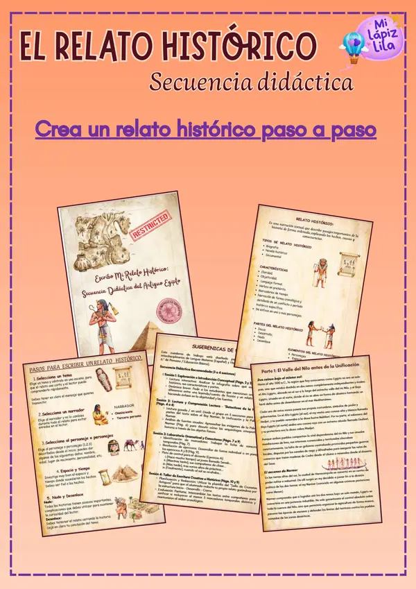 📜 Escribo Mi Relato Histórico: Secuencia Didáctica del Antiguo Egipto (5.º y 6.º de Primaria)