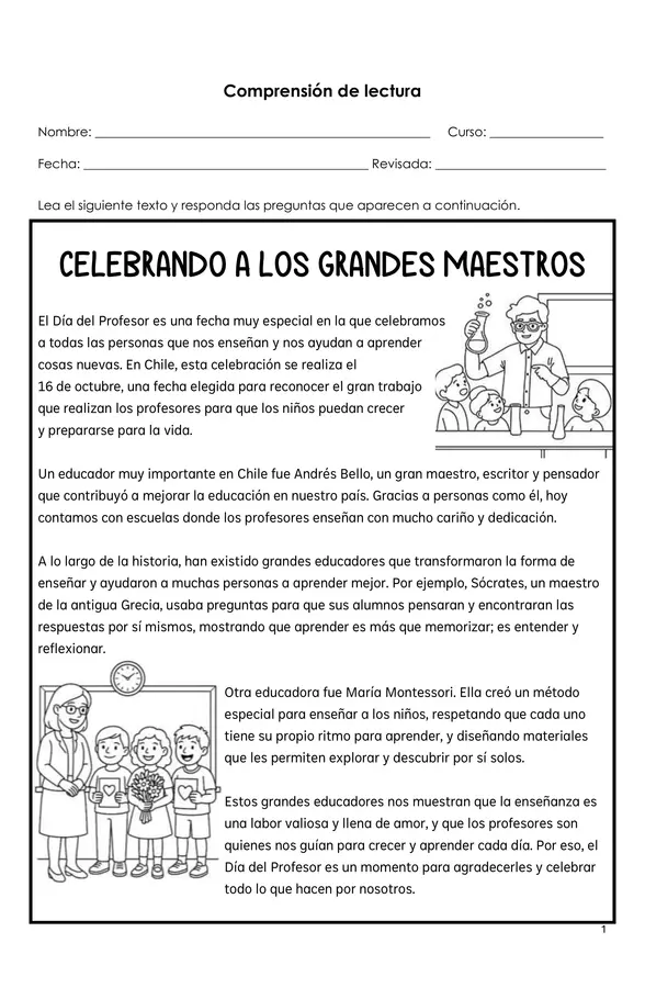Comprensión de lectura (texto informativo)