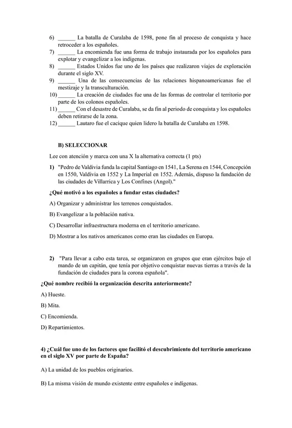 Evaluación Unidad 1: Conquista de América