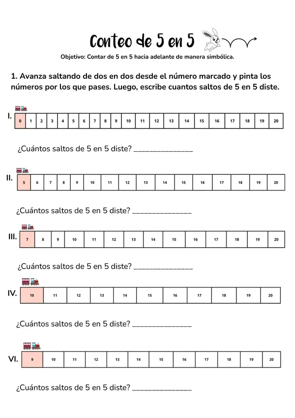 Guía conteo de 5 en 5