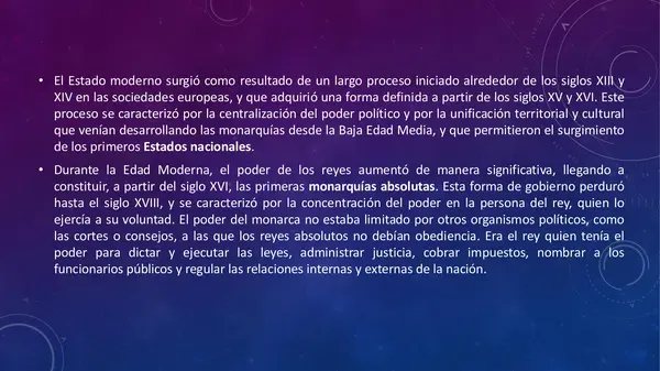 Estado moderno y monarquías absolutas