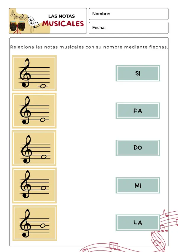 Ficha de trabajo Las notas musicales 