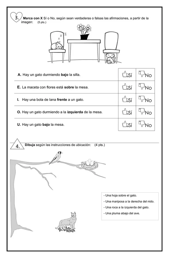Evaluación Orientación espacial 1° básico