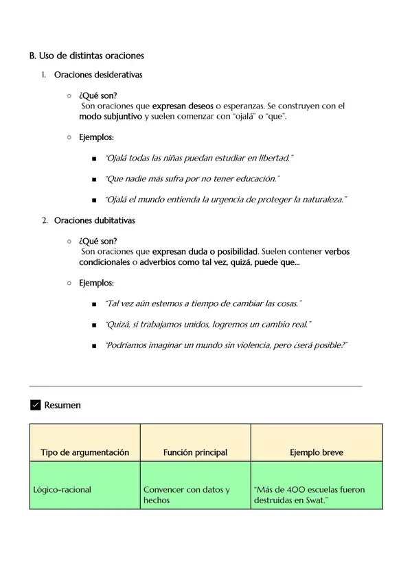 Guía tipos de argumentación y recursos retóricos + Pauta de corrección