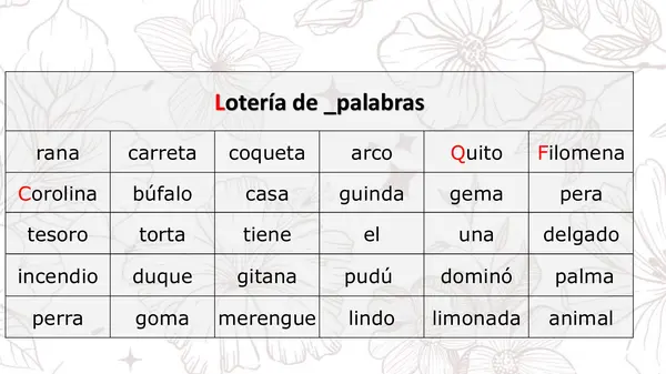 Loteria de palabras