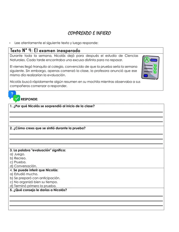 Comprendo e Infiero: 50 textos para desarrollar la comprensión lectora inferencial.