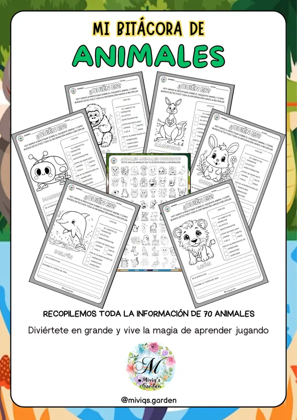 Mi Bitácora de Animales (70 animales)