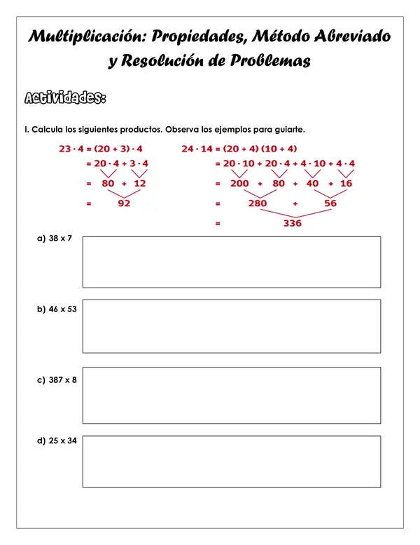Guía de trabajo - Multiplicación