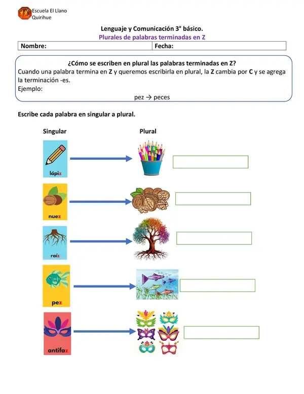 Escribir plural de palabras terminadas en Z