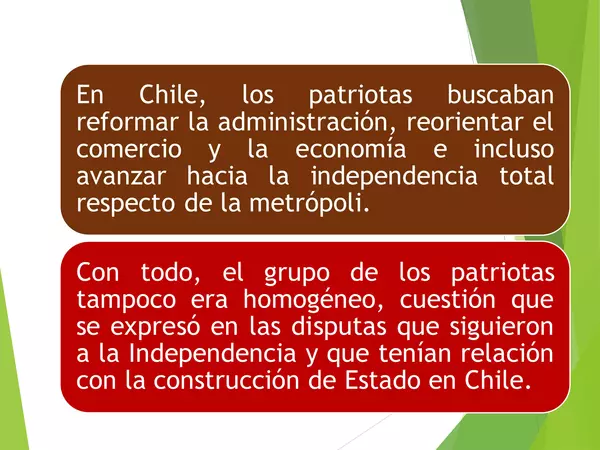 PRESENTACION HISTORIA, OCTAVO BASICO, INDEPENDENCIA DE CHILE  PATRIOTAS Y REALISTAS