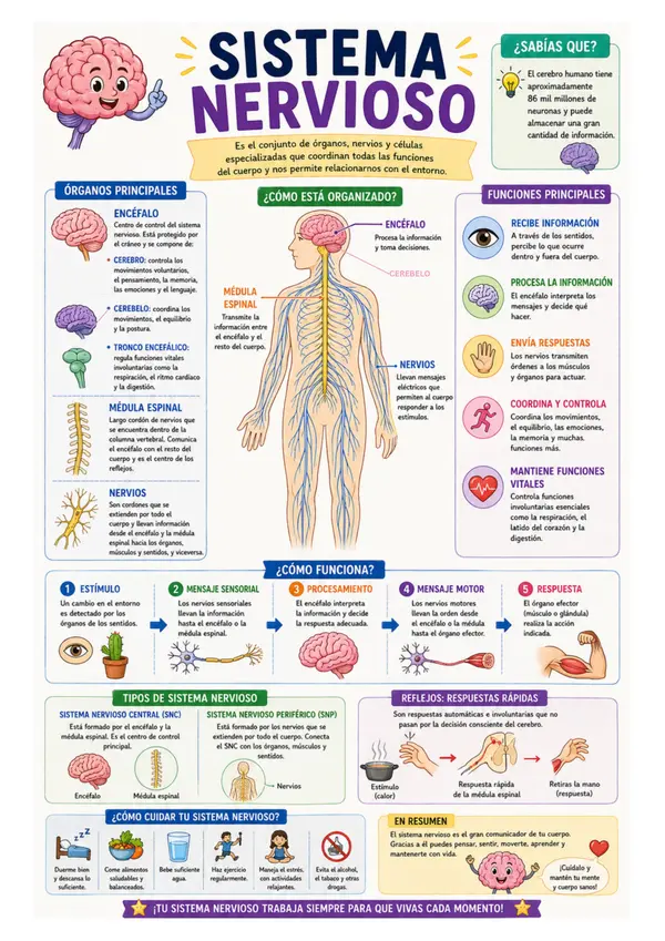 Póster educativo: El sistema nervioso
