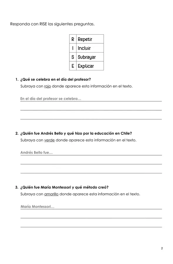 Comprensión de lectura (texto informativo)