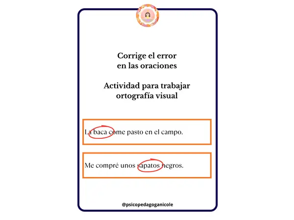 Actividad para trabajar ortografía visual de palabras