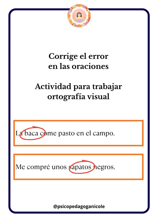 Actividad para trabajar ortografía visual de palabras