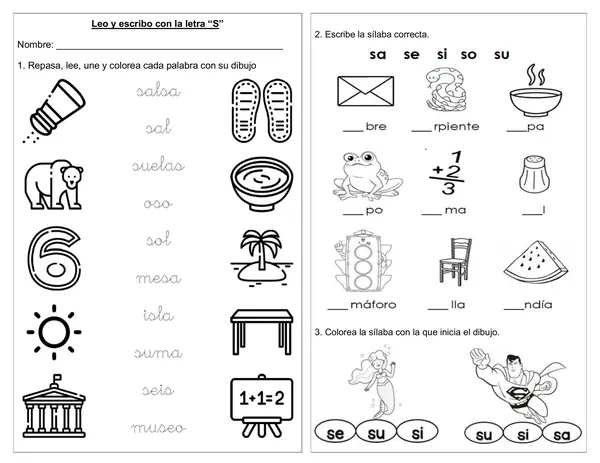 Guía de trabajo 1° año básico "Letra S"