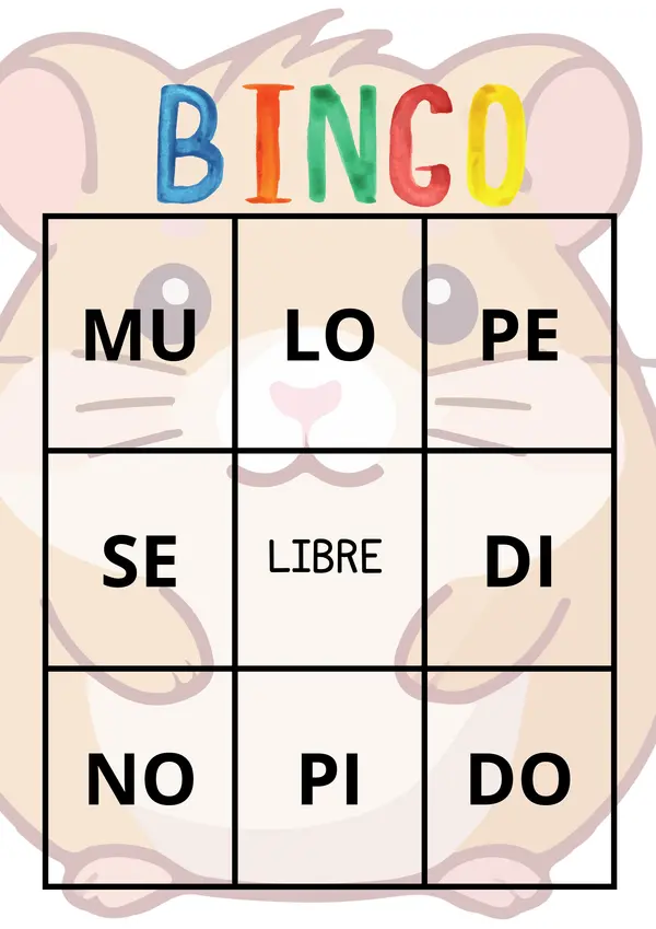 bingo silabas m, l, p, s, d, n