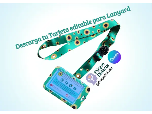 Tarjetario Lanyard Girasol Editable (Canva) para Discapacidades Invisibles