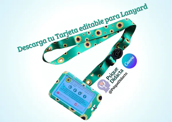 Tarjetario Lanyard Girasol Editable (Canva) para Discapacidades Invisibles