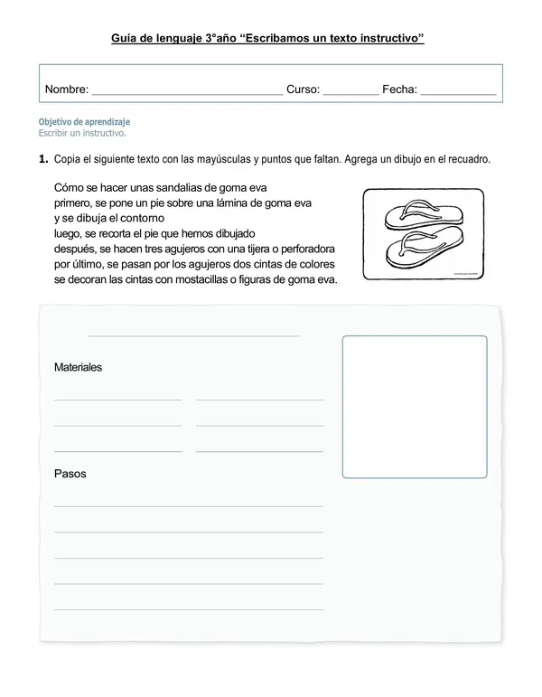 Guía lenguaje 3°año "Escribamos un texto instructivo"