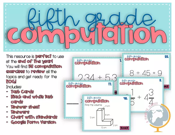 5th Grade Math review Computation Problems