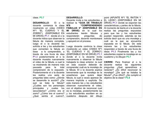 Planificacion mensual clase a clase septiembre, lenguaje, segundo Basico unidad 3