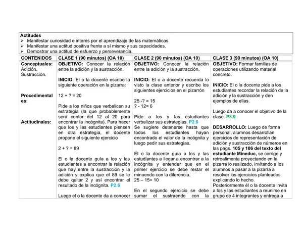 Planificación Clase a Clase: Junio | Matemática Segundo Básico