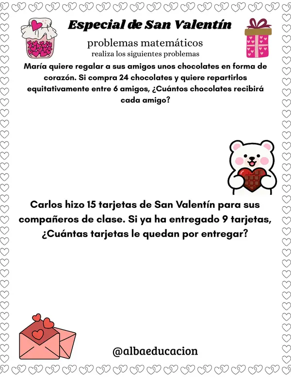 Especial de San Valentín problemas matemáticos