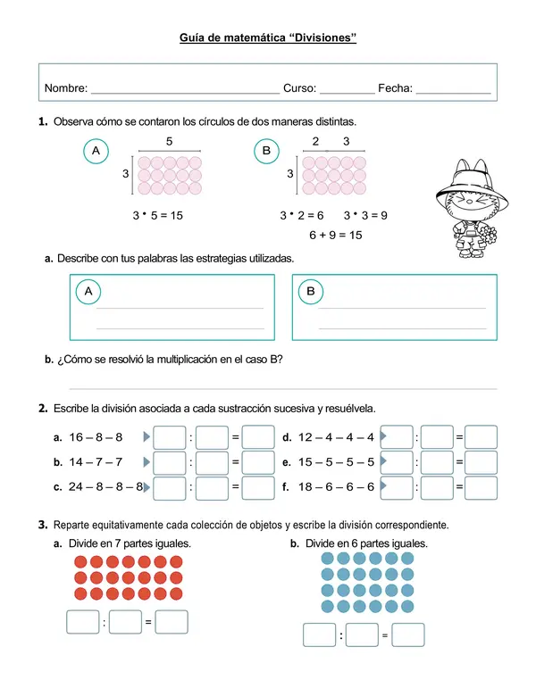 Guía de matemática 3°-4°año "Divisiones"