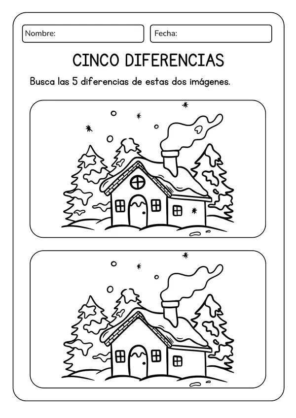 Ficha de trabajo busca las diferencias. Dibujo de Navidad 