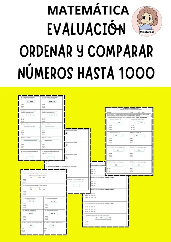 Prueba Ordenar y Comparar Números hasta 1000