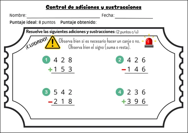 Control de sumas y restas 