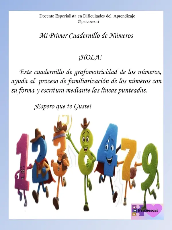 Cuadernillo de trazo de los números 
