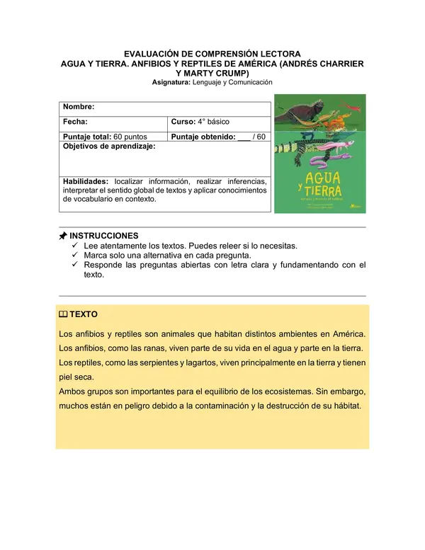 Prueba del libro "Agua y tierra" (Andrés Charrier y Marty Crump)