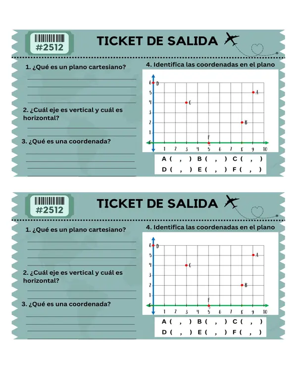 Ticket de Salida Plano Cartesiano 