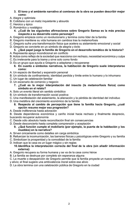 lectura complementaria La metamorfosis