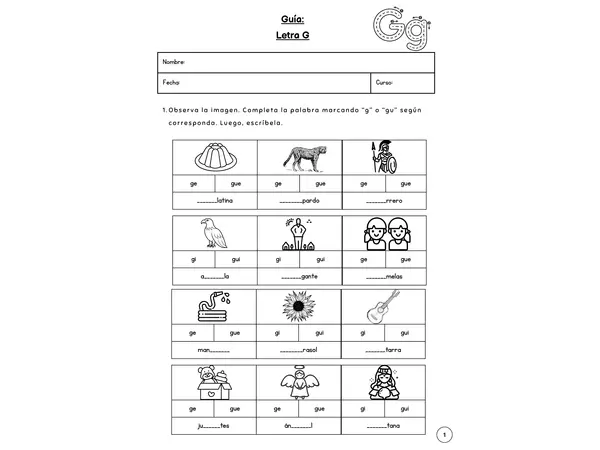 Guía letra G