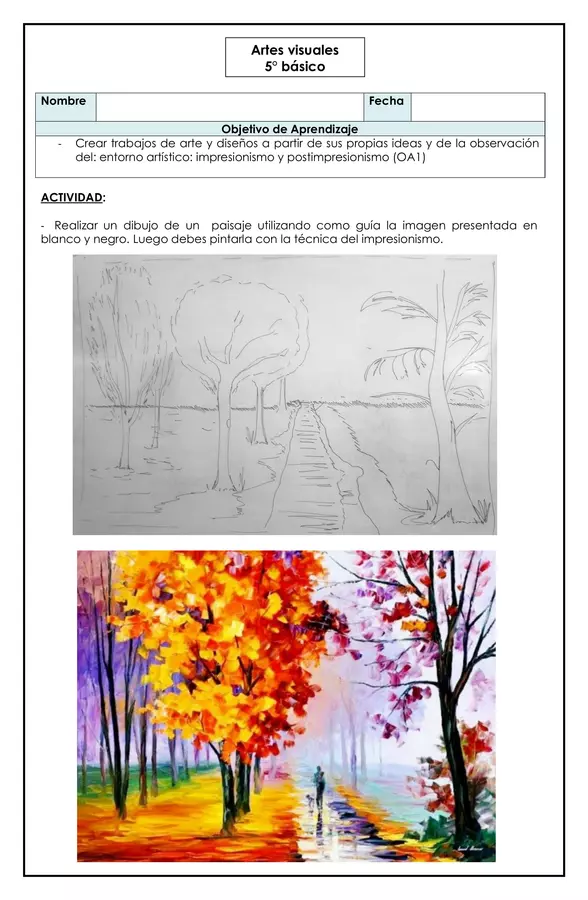 Artes visuales - Paisaje impresionista y uso del color - 5° básico
