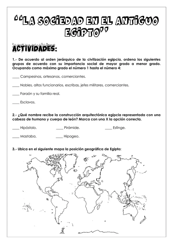 Guía de trabajo - Sociedad en el antiguo Egipto
