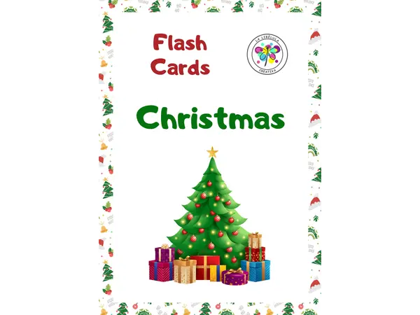 Flash Cards christmas characters december color cut no prep